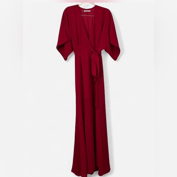 Reformation Winslow Red Viscose Maxi Wrap Dress - Picture 2 of 7